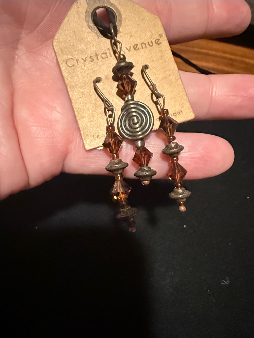 Crystal Avenue Brown Spiral Bead Drop Necklace and Earrings